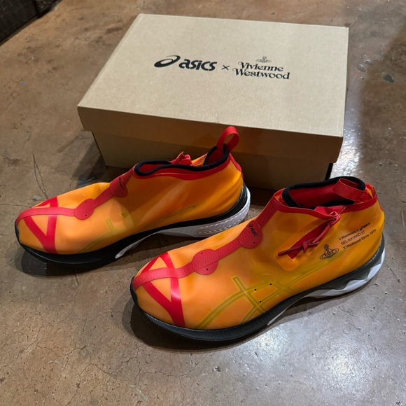 Vivienne Westwood x ASICS Gel Kayano 27 Citrus Orange black sneakers BNIB 9.5 - Picture 2 of 11